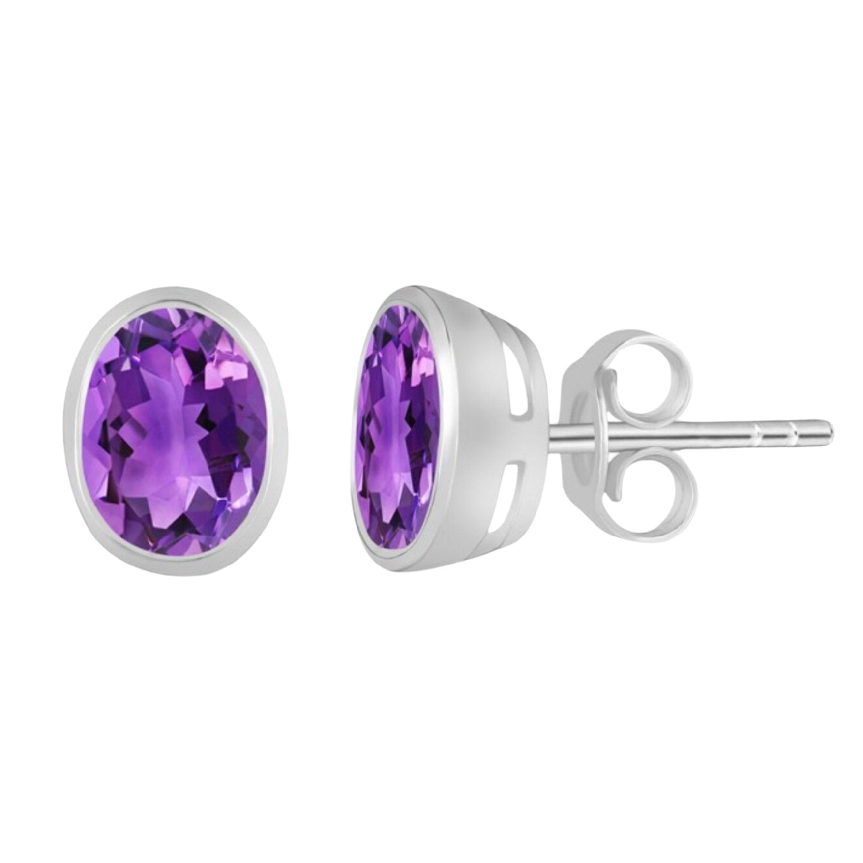 Amethyst Oval Stud - Conscious Crystals New Zealand Crystal and Spiritual Shop