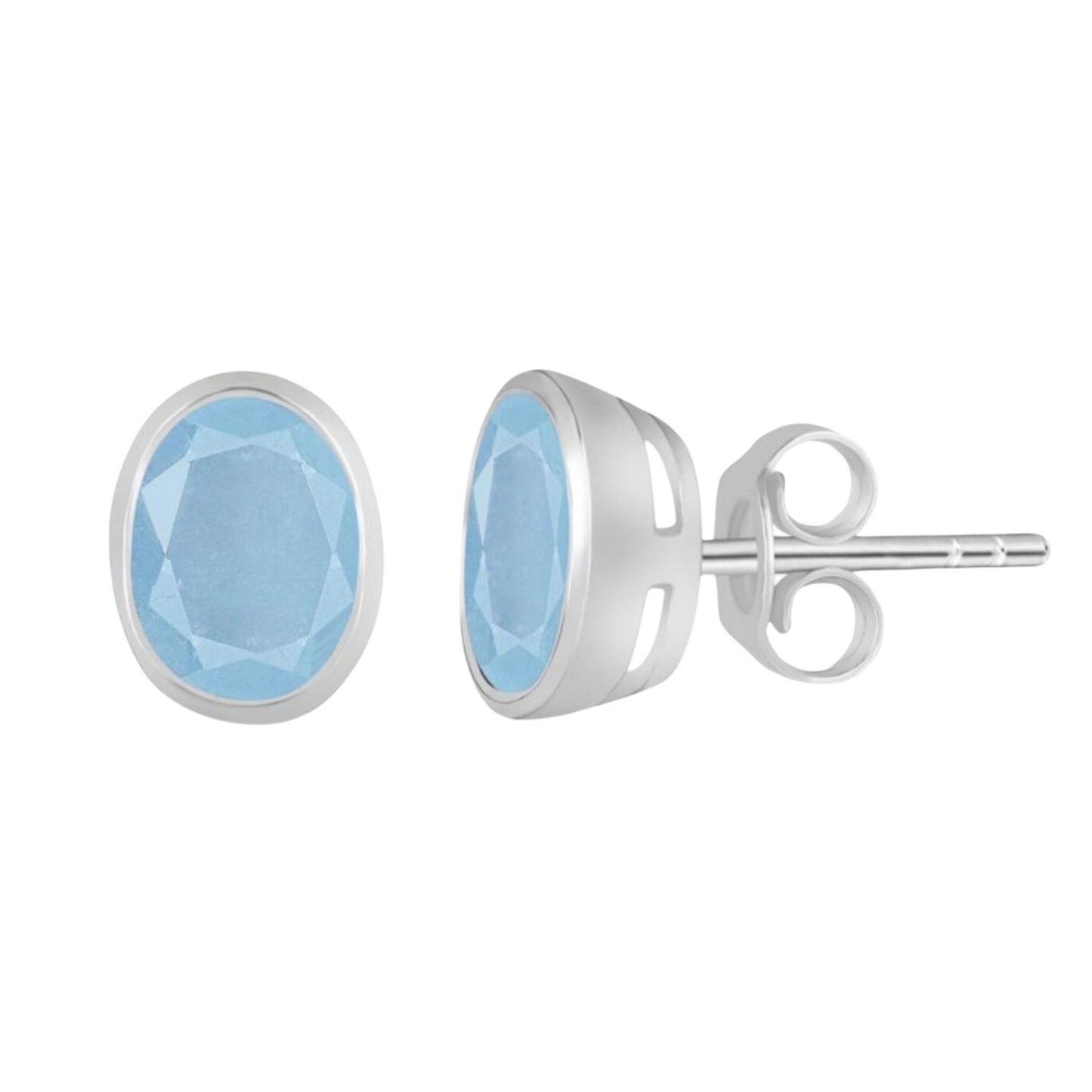 Aquamarine Oval Stud - Conscious Crystals New Zealand Crystal and Spiritual Shop