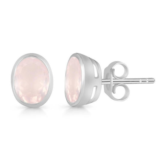 Rose Quartz Oval Stud - Conscious Crystals New Zealand Crystal and Spiritual Shop