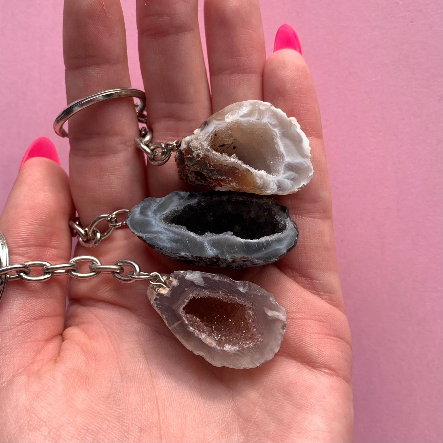 Agate Geode Keychain - Conscious Crystals New Zealand Crystal and Spiritual Shop