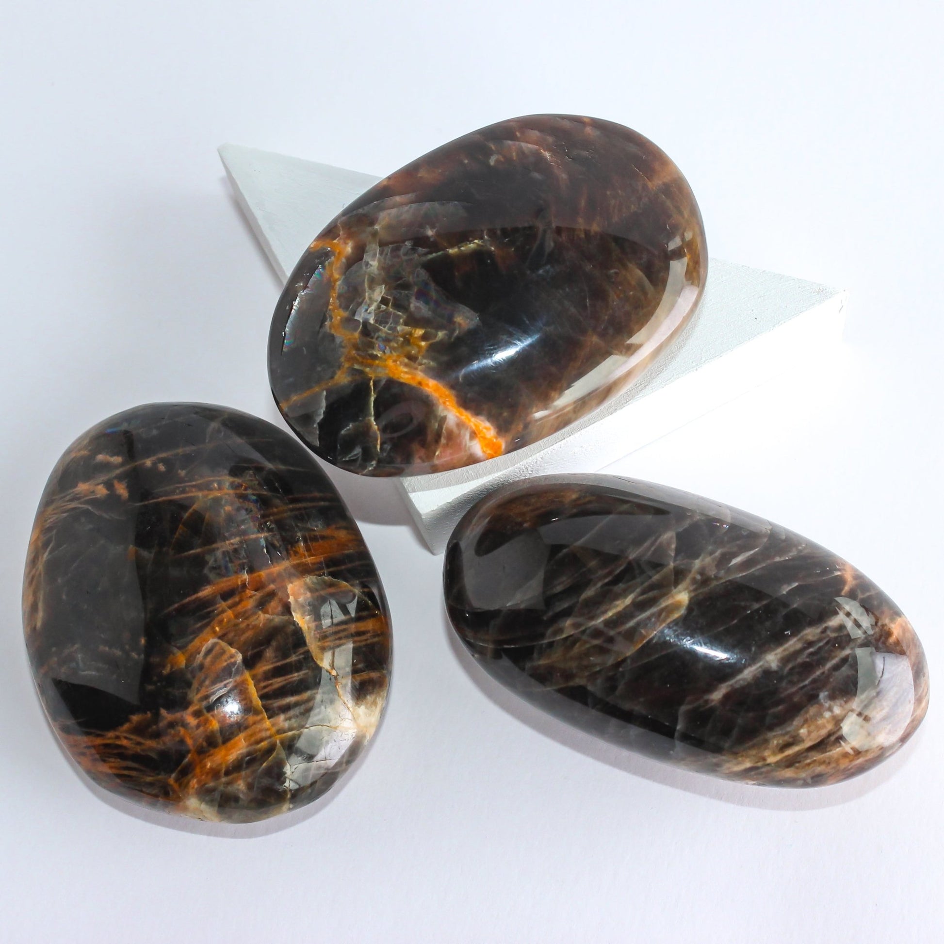 Black Moonstone Palm Stone - Conscious Crystals New Zealand Crystal and Spiritual Shop
