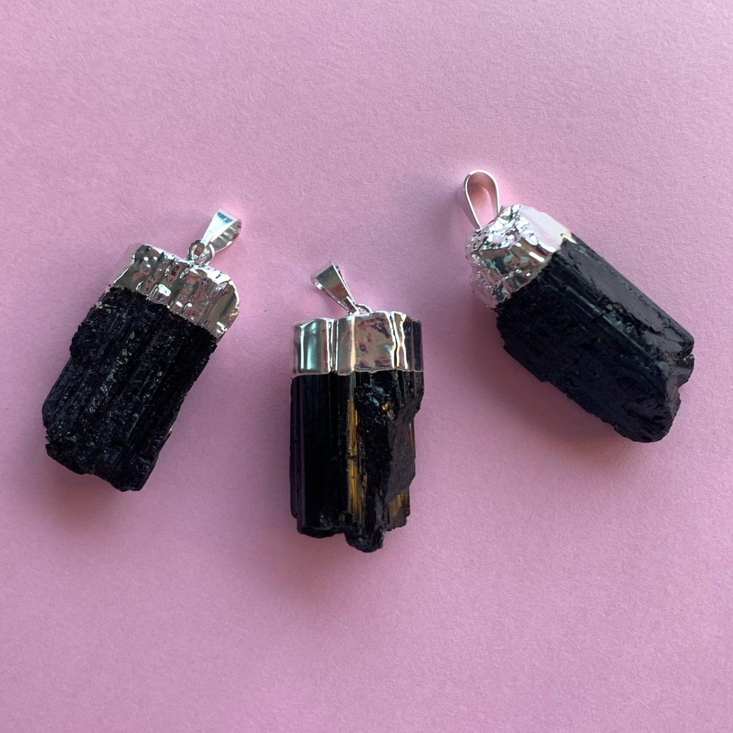 Black Tourmaline Elyse Plated Pendant - Conscious Crystals New Zealand Crystal and Spiritual Shop