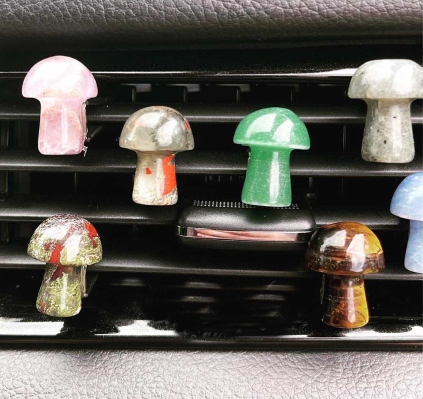 Mushroom Crystal Car Vent Clips - Conscious Crystals New Zealand Crystal and Spiritual Shop
