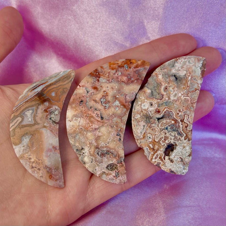 Pink Crazy Lace Agate Moon - Conscious Crystals New Zealand Crystal and Spiritual Shop