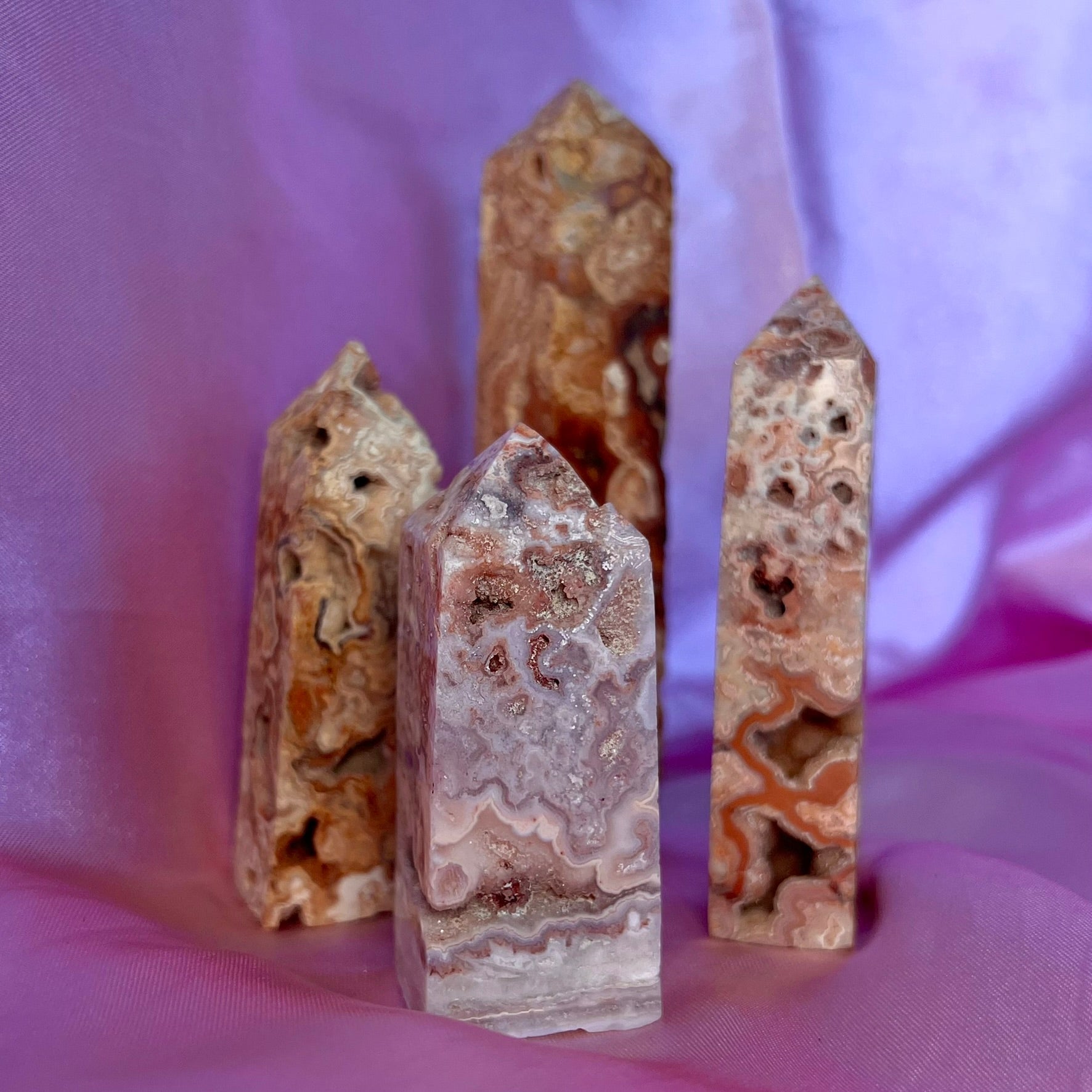 Pink Crazy Lace Agate Tower - Conscious Crystals New Zealand Crystal and Spiritual Shop