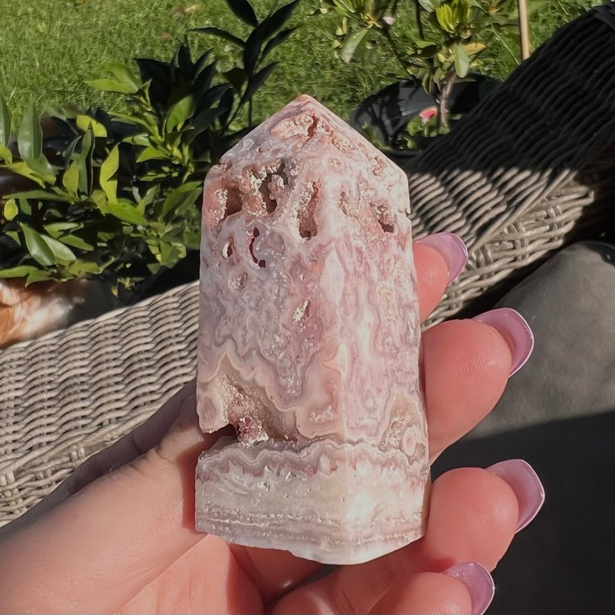 Pink Crazy Lace Agate Tower - Conscious Crystals New Zealand Crystal and Spiritual Shop